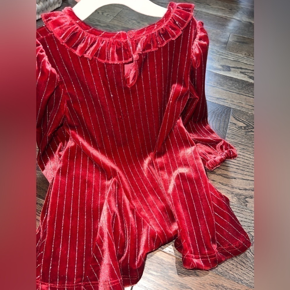 Habitual Toddler Girl Red Velvet Glitter Dress - 2T - Holiday/Special Occasion - Picture 3 of 4